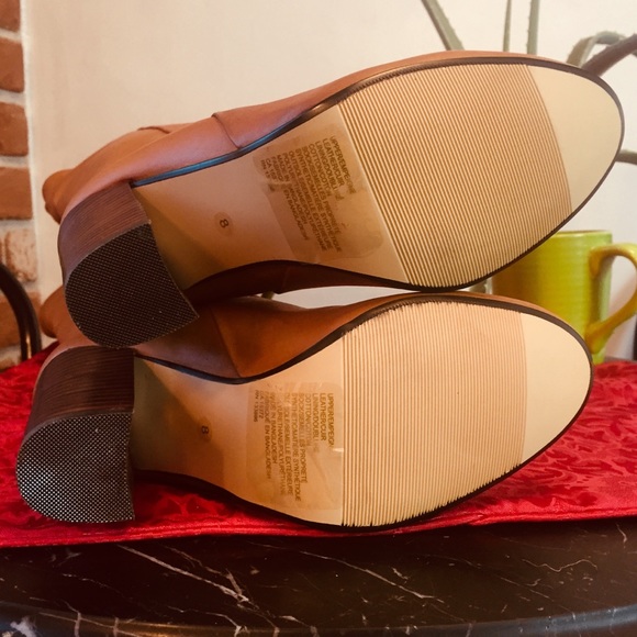 Joe Fresh Tan Brown Leather Stovepipe Heeled Boot - Picture 6 of 8